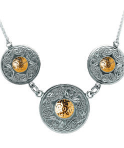 Silver Triple Pendant 18K Gold Bead Chain