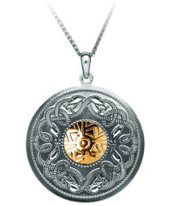 Silver Large Pendant with 18K Gold Bead Chain